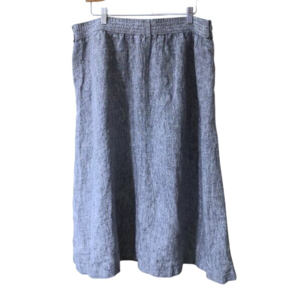 Lands' End 100% Linen Midi Skirt Chambray Size 18 - Picture 3 of 5